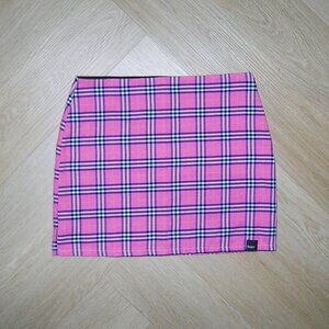 O Mighty Pink Plaid Mini Skirt